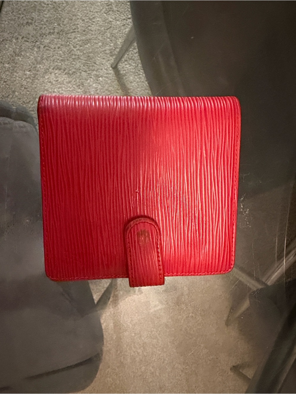 Louis Vuitton Red Textured Leather Snap Wallet